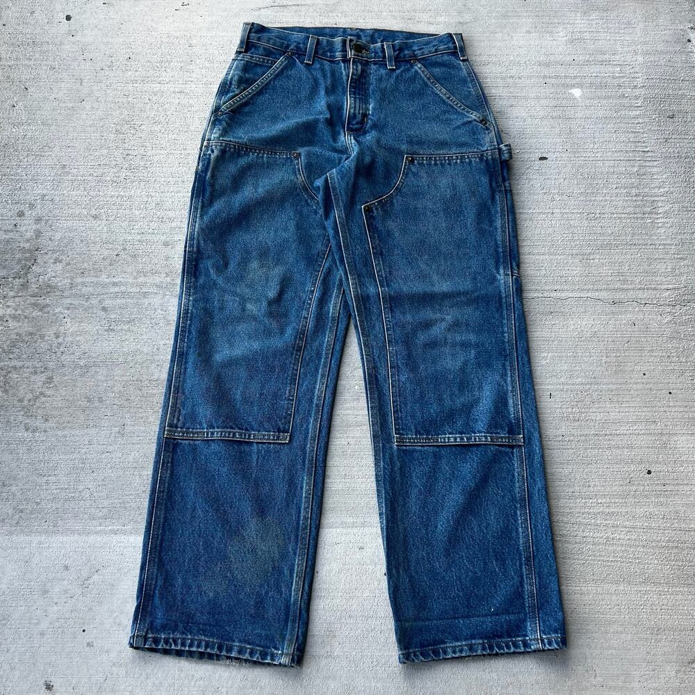 Carhartt denim blue jean double knee work wear carpenter pants